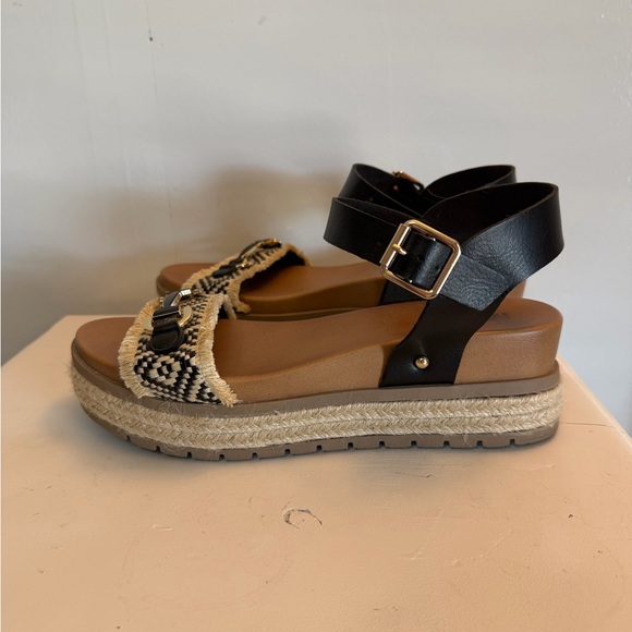 MIA Black and Cream Platform Sandals - Picture 5 of 7